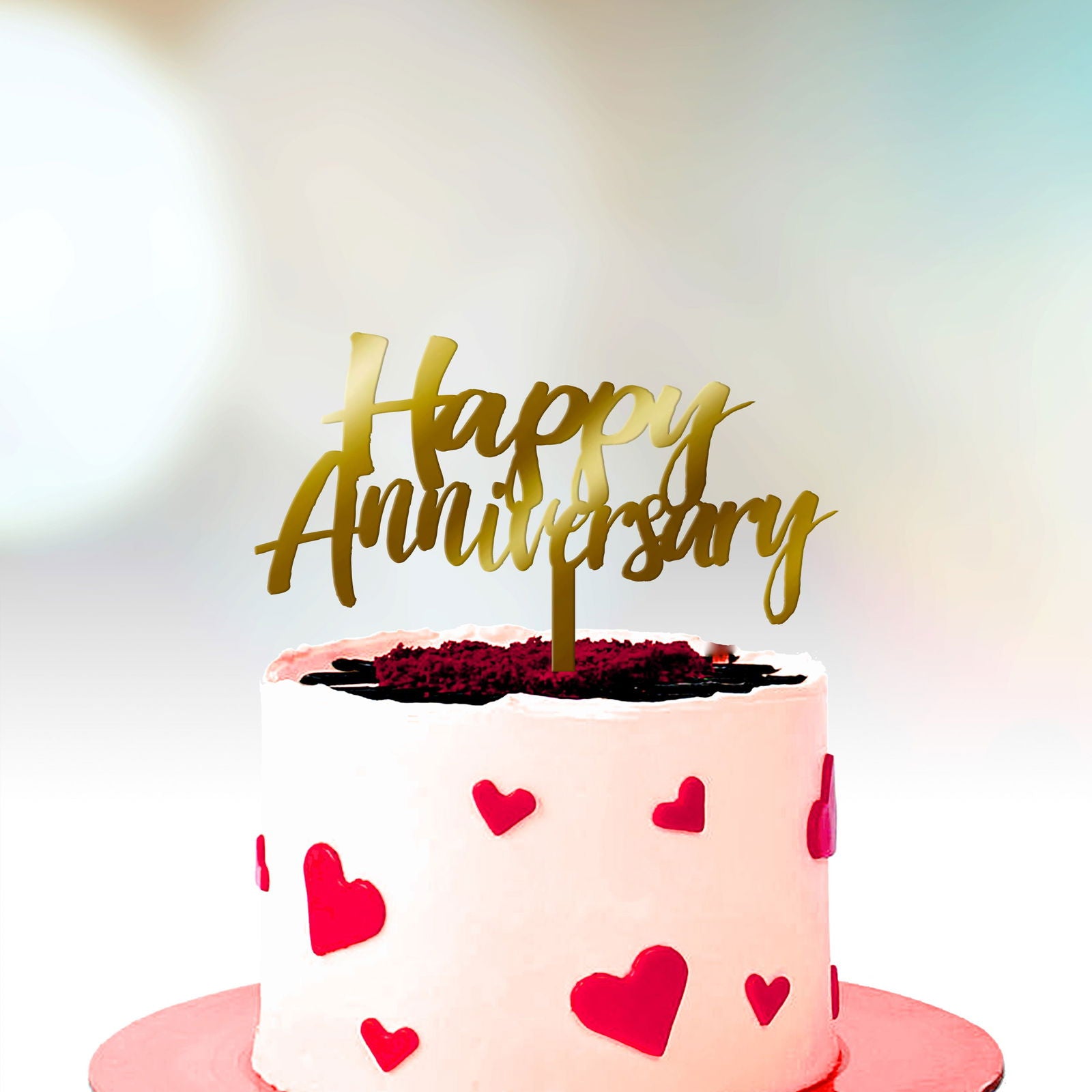 Anniversary Cake Topper - Happy Anniversary gold option