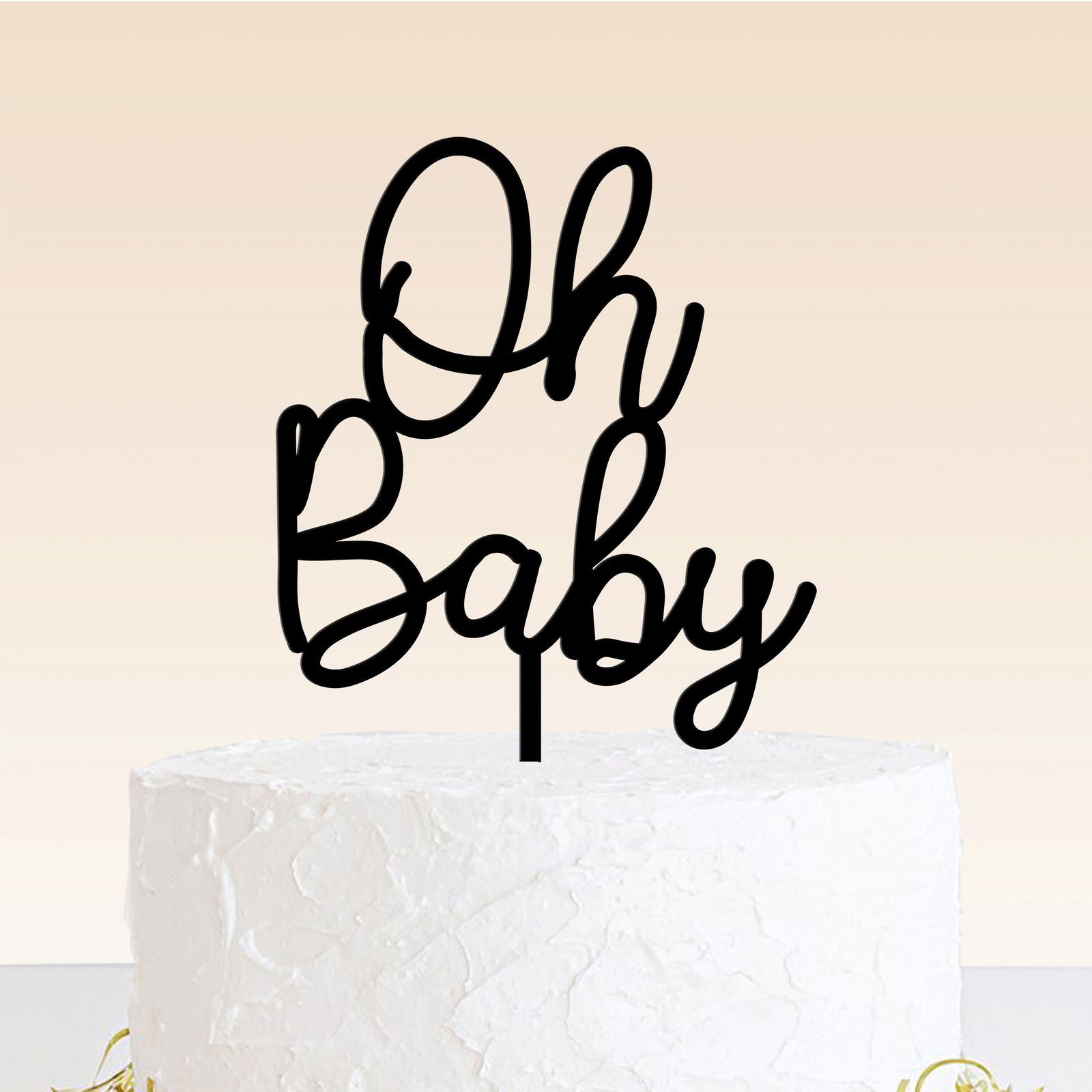 Baby Shower Cake Topper - Oh baby black option