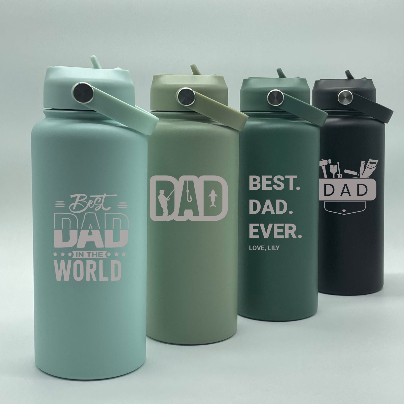 Engraved Father's Day Water Bottle 4 samples 