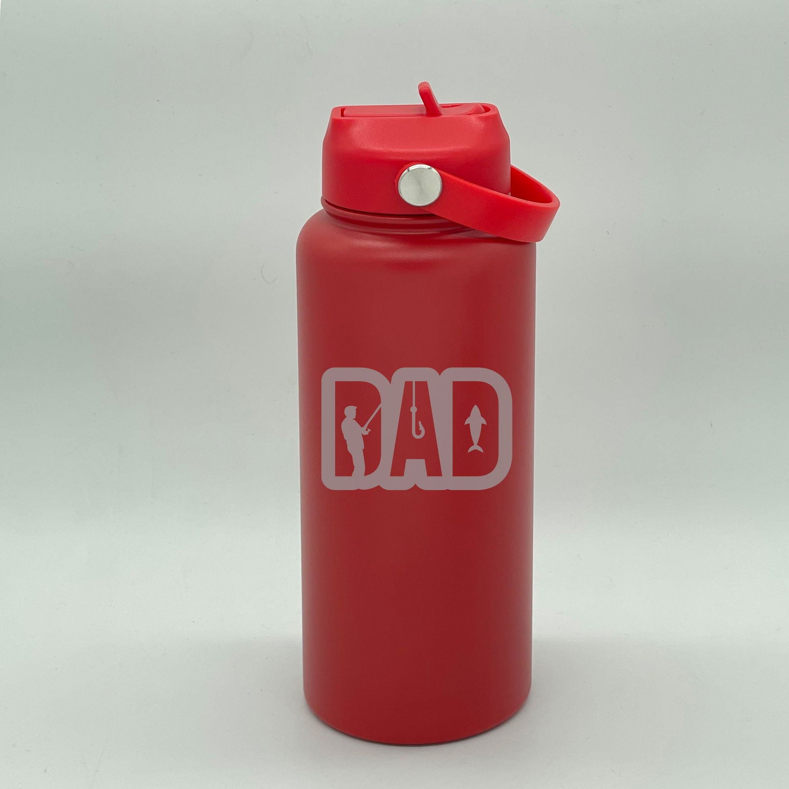 Engraved Father's Day Water Bottle Red sample DAD 