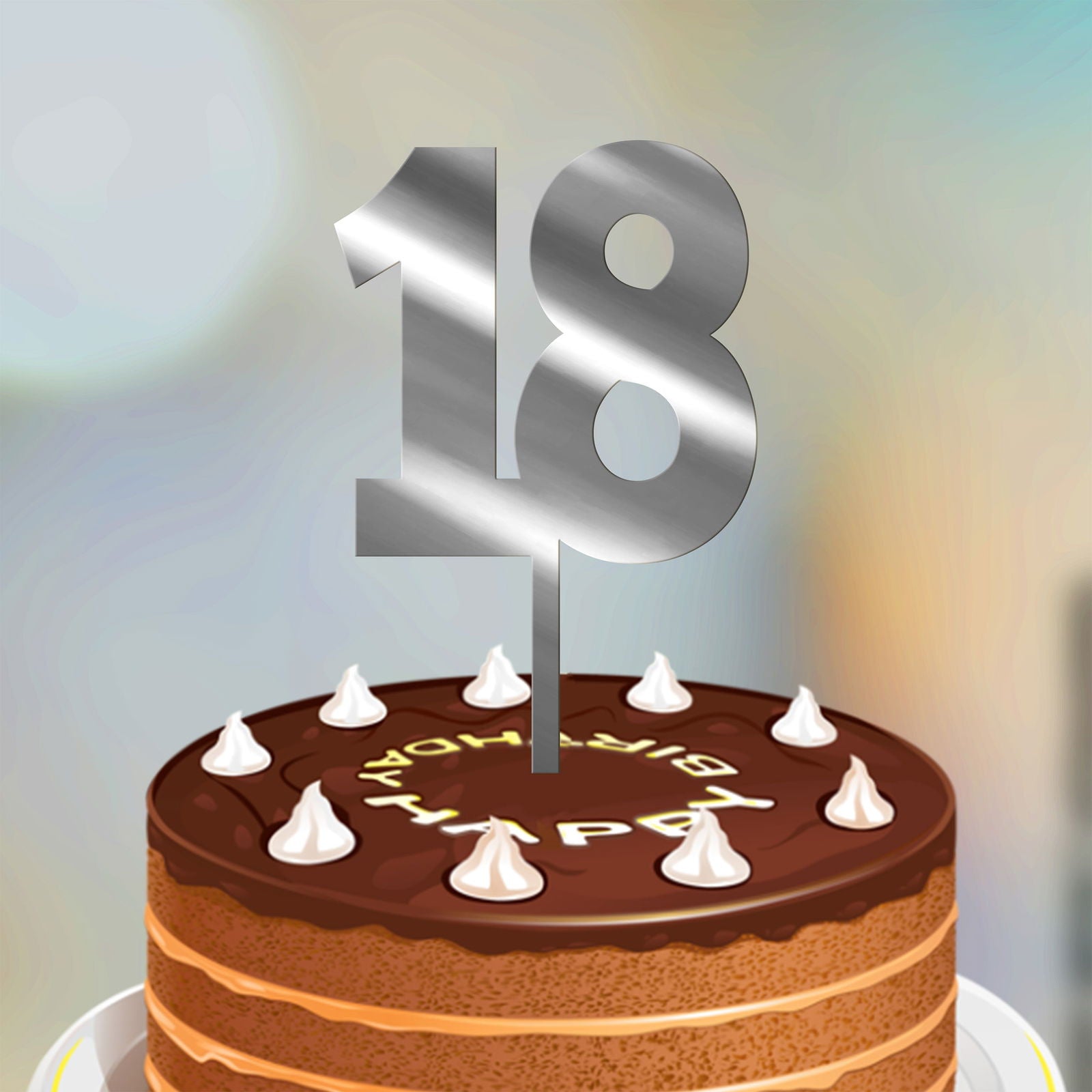 Numbers Cake Topper font 1 silver