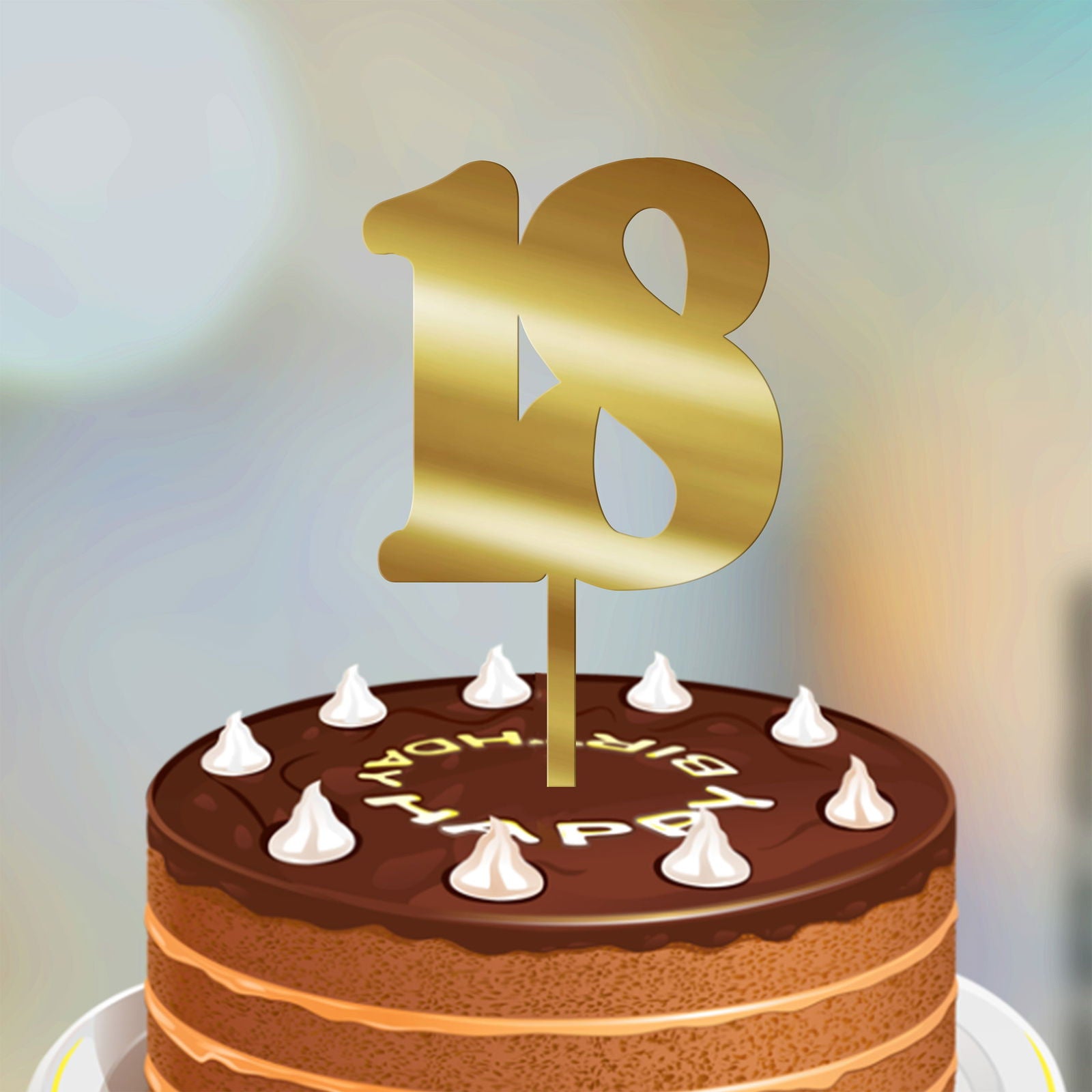 Numbers Cake Topper font 2 gold