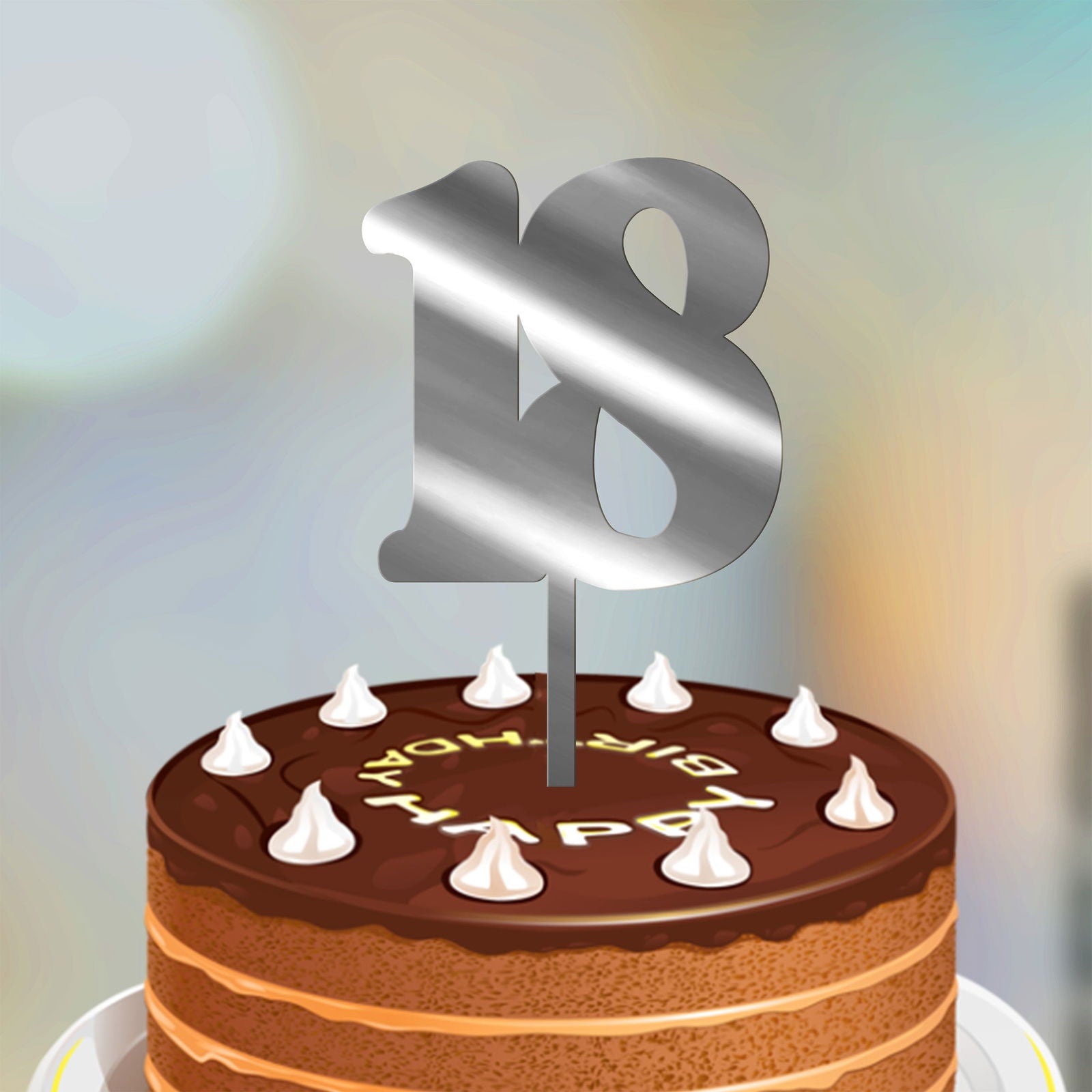 Numbers Cake Topper font 2 silver