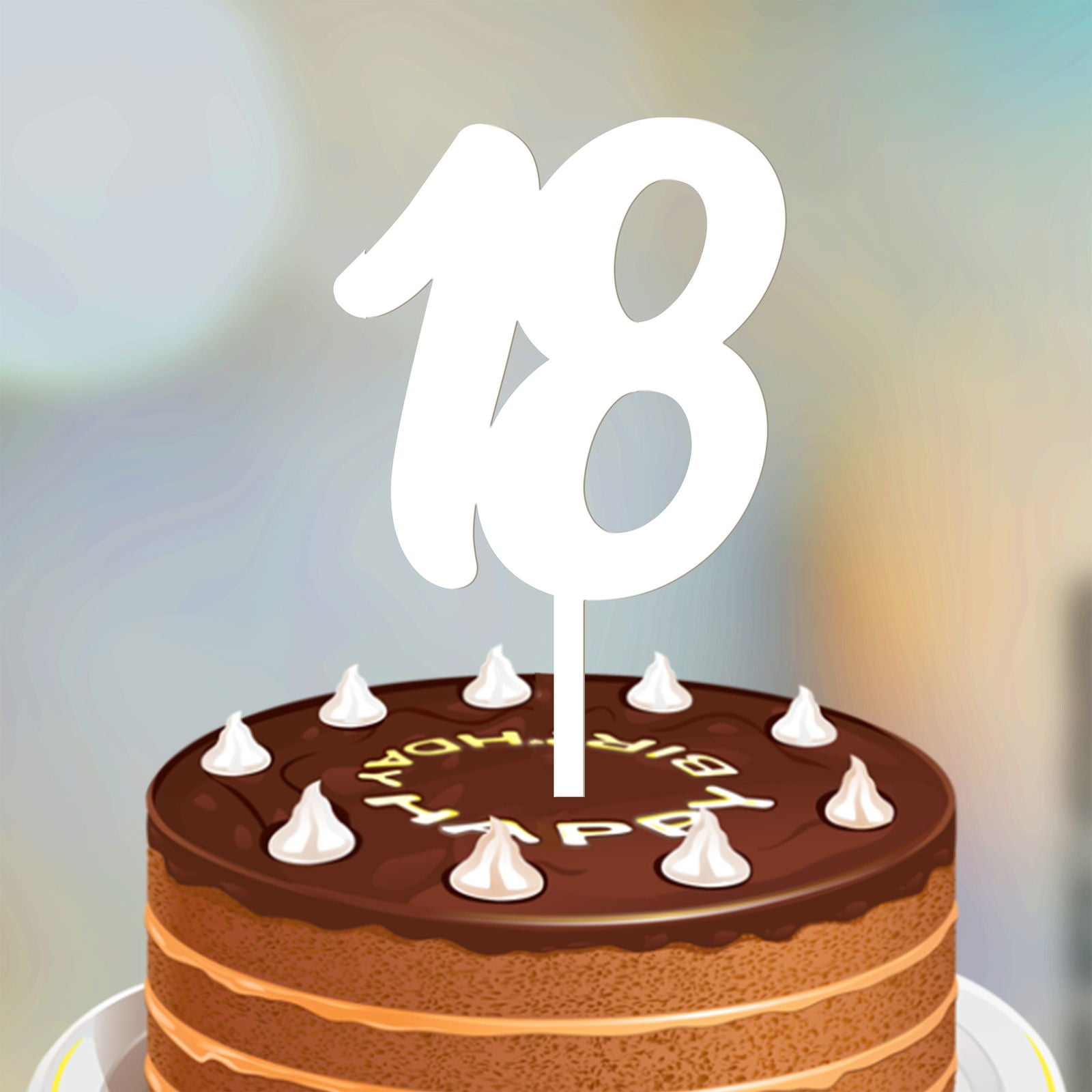 Numbers Cake Topper font 3 white