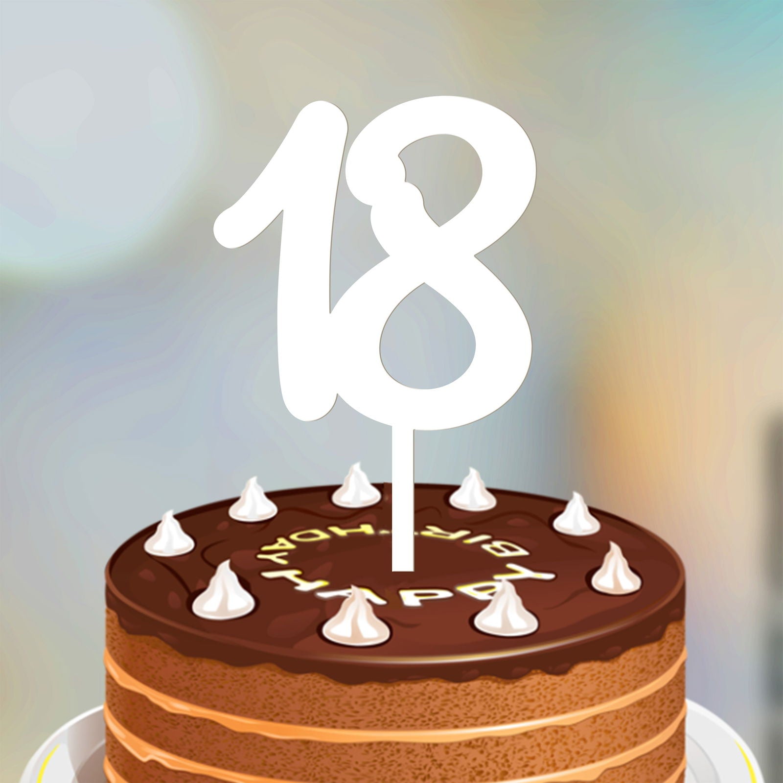 Numbers Cake Topper font 4 white