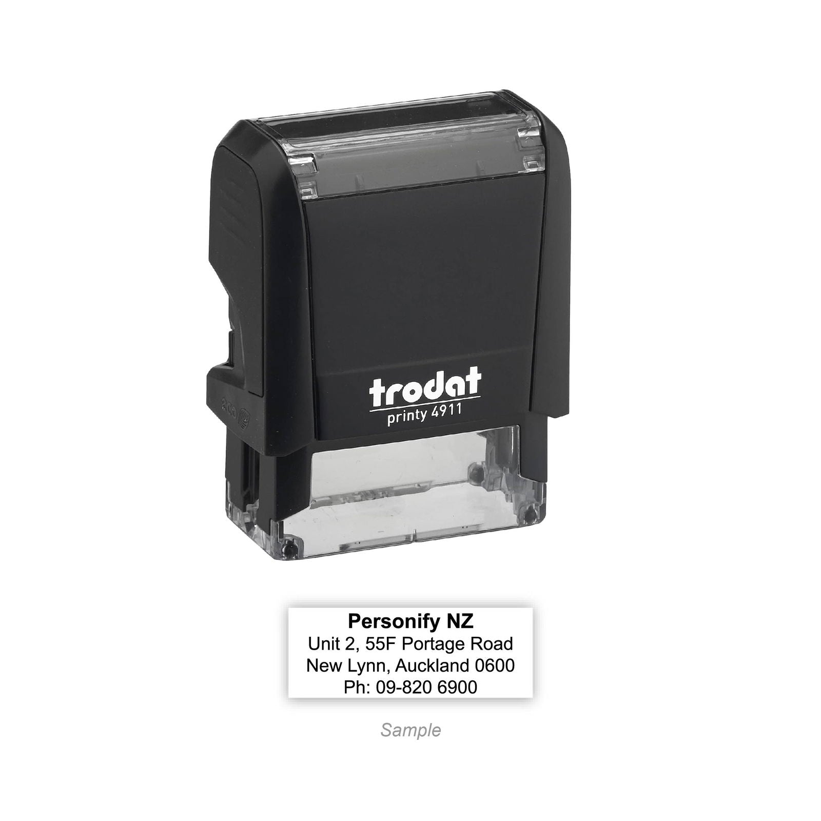 Self-Inking Rubber Stamp - Trodat 4911 with sample impression