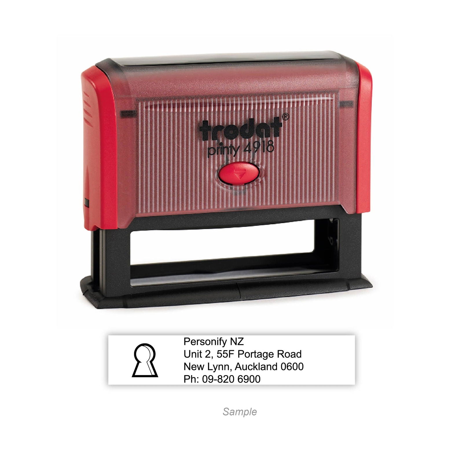 Self-Inking Rubber Stamp - Trodat 4918 with sample impression