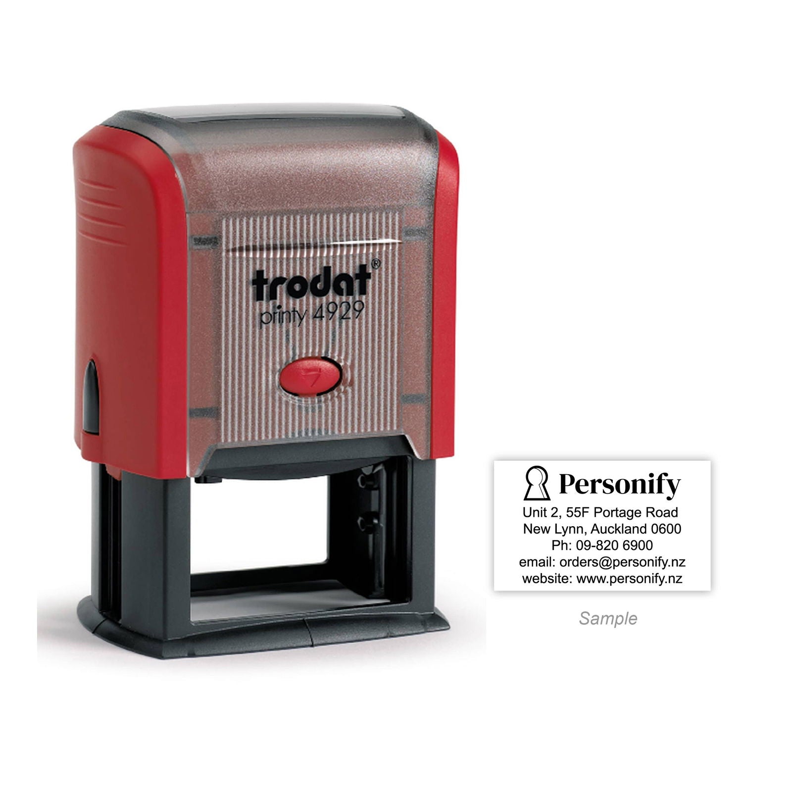 Self-Inking Rubber Stamp - Trodat 4929 with sample impression