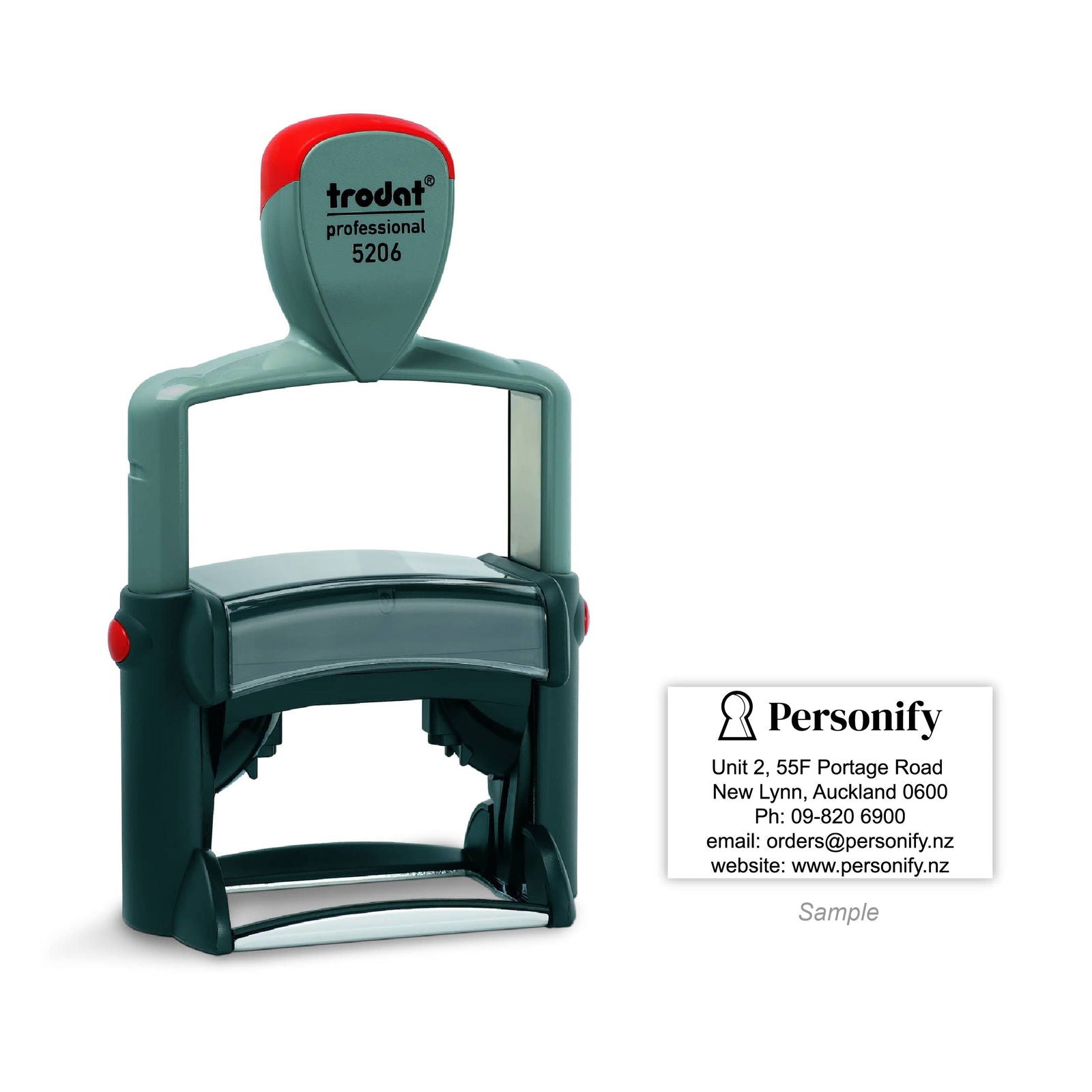 Self-Inking Rubber Stamp - Trodat 5206 with sample impression