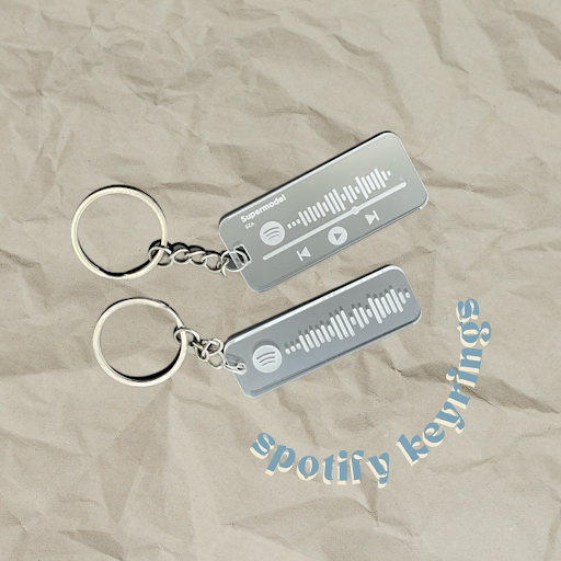 Spotify Keyring - Top view with two variants 