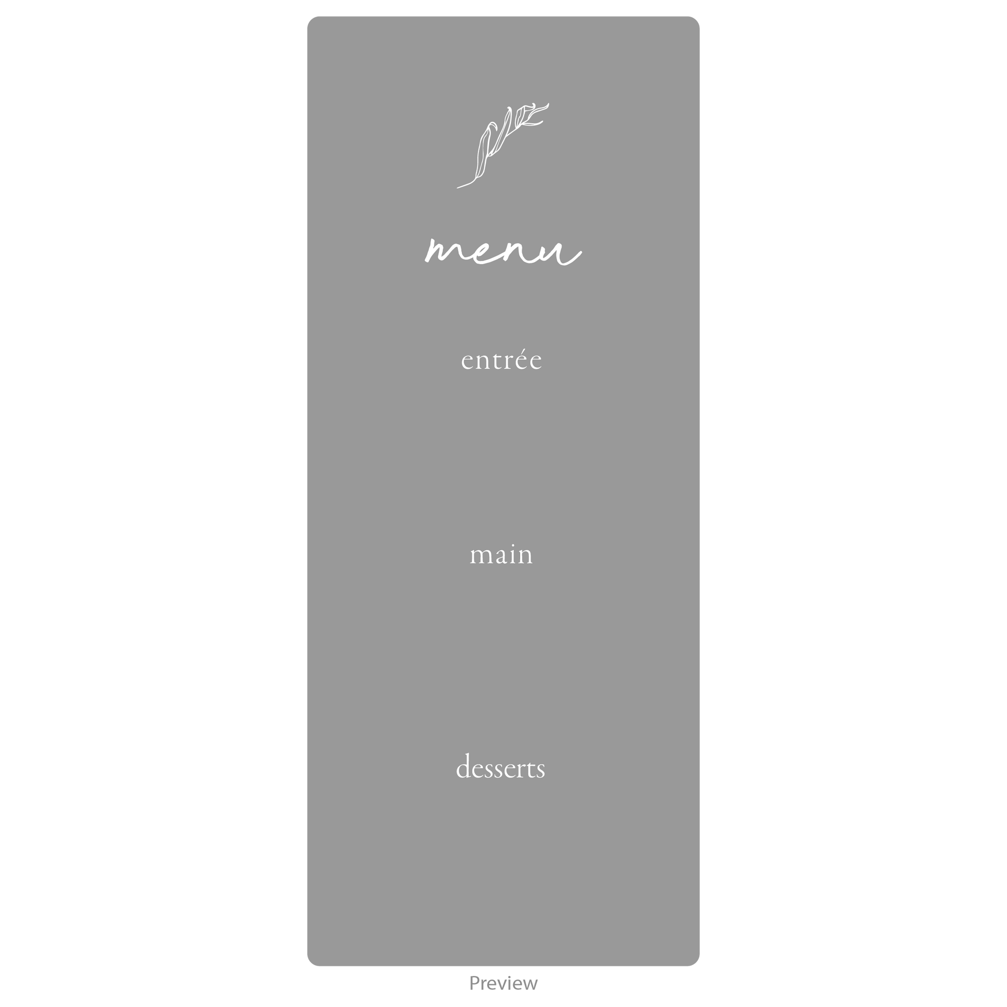 Three course menu acrylic design option 3