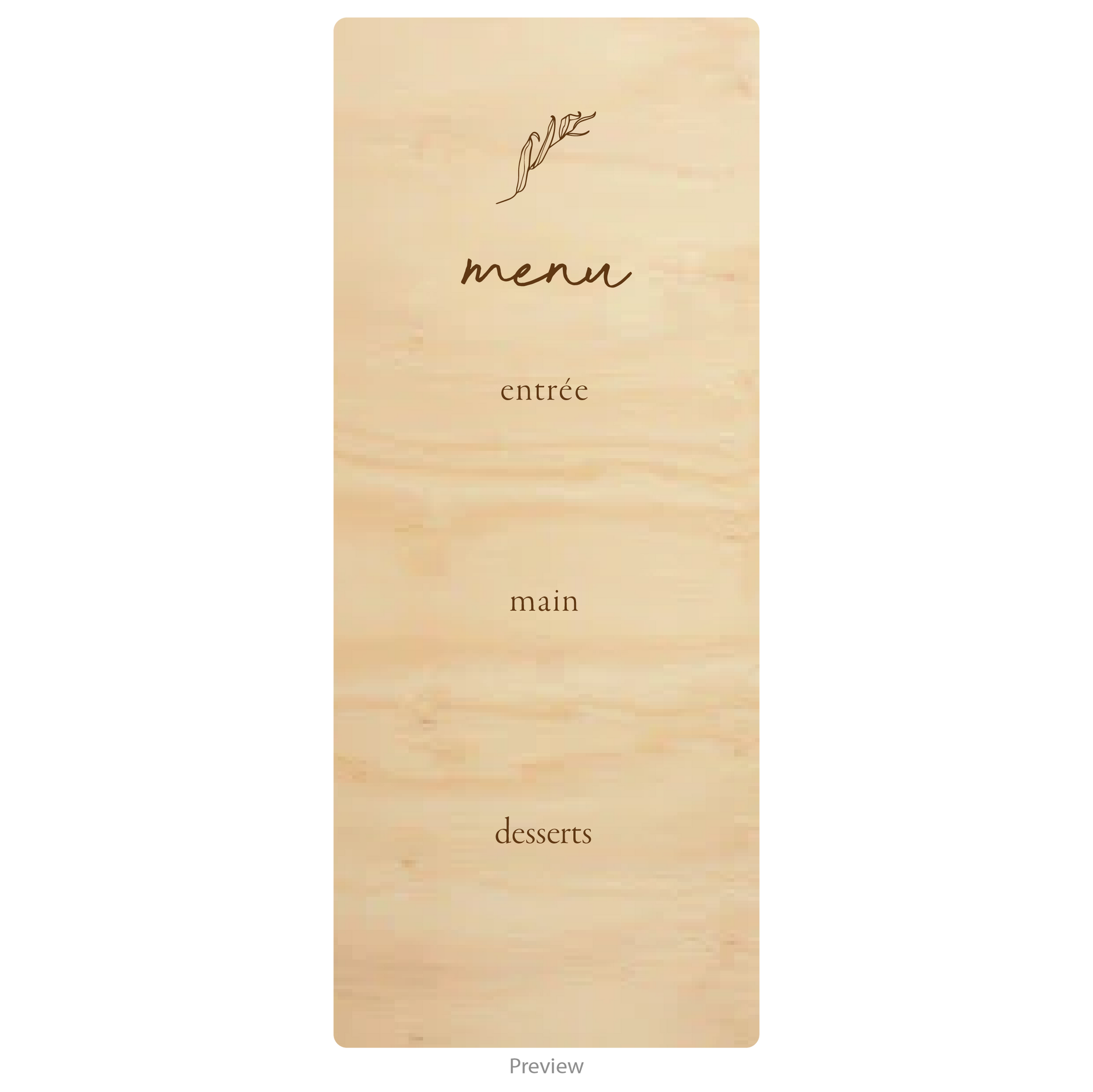 Three course menu acrylic design option 3