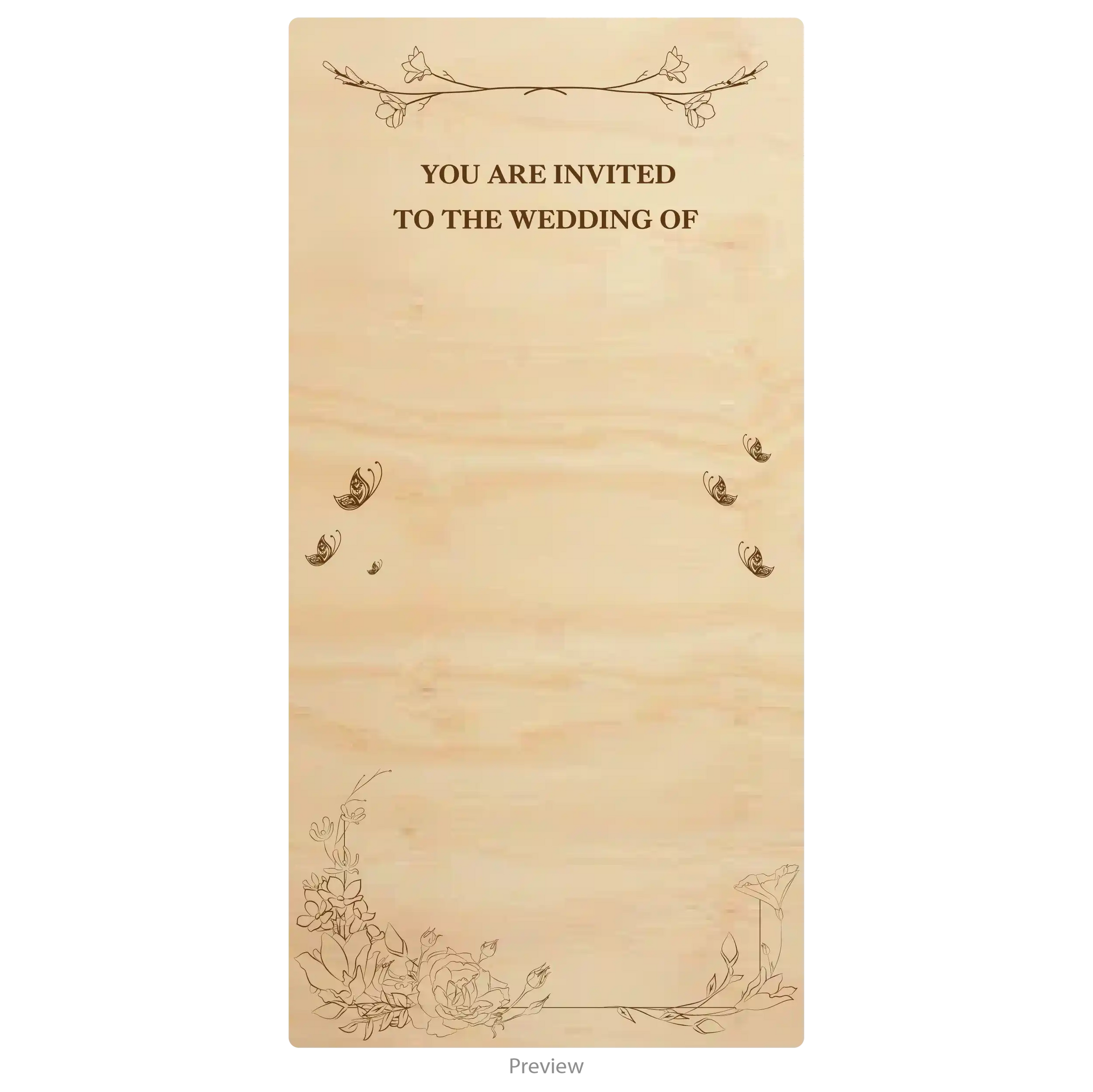 Wedding invitation card wood design template option 2