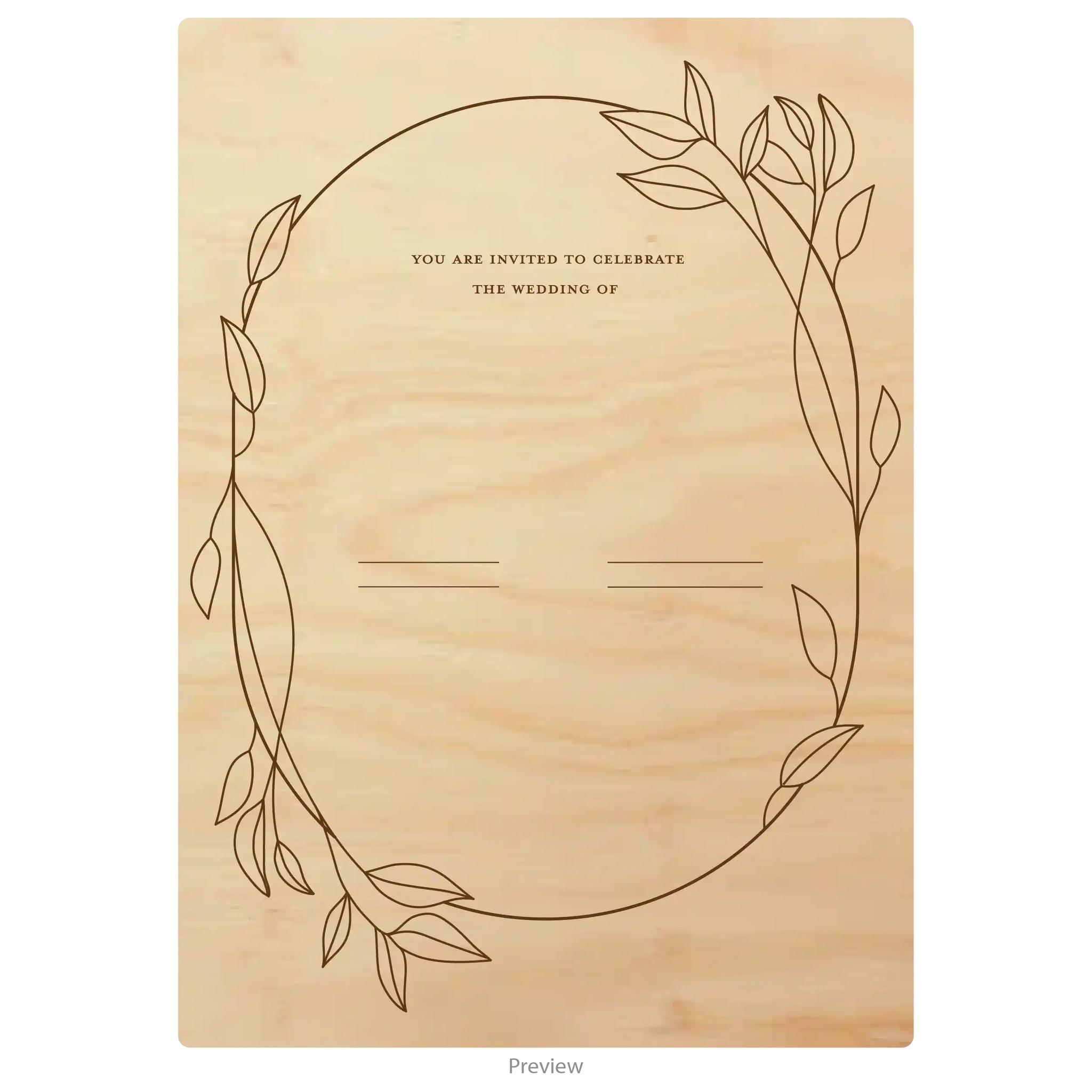 Wedding invitation card wood design template option 5