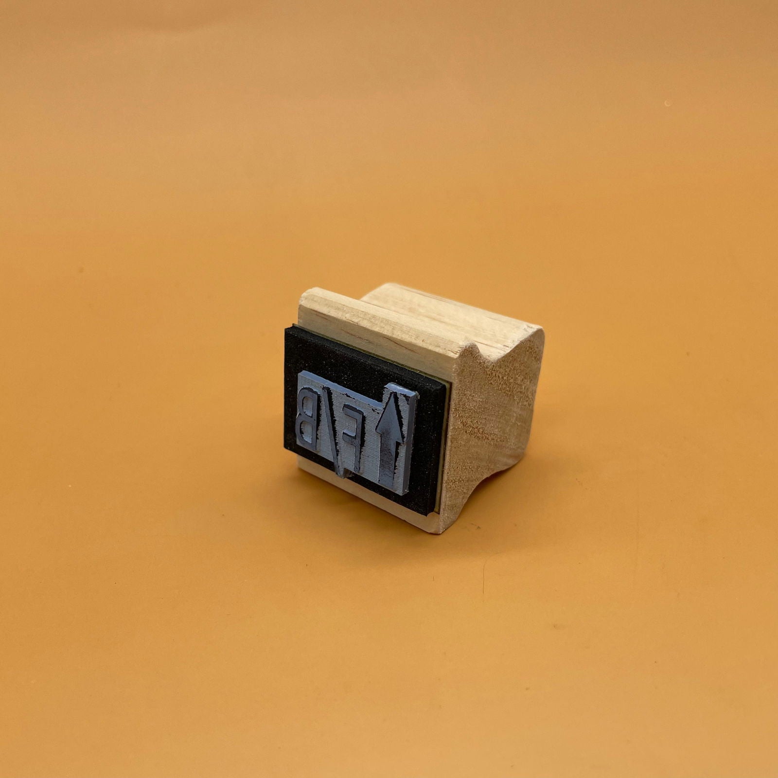 Wooden Handle Stamp square sample with rubber impression